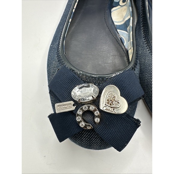 Coach Poppy Caper Denim Jean Y2K Charm Embellished Ballet Flat Sz 11 - Picture 3 of 9